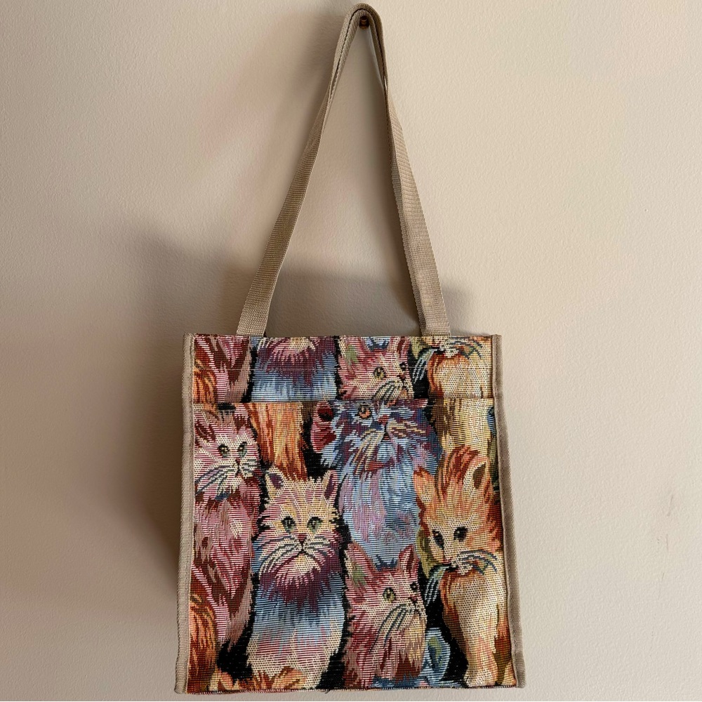 Unique Vintage Cat Tapestry Tote Bag